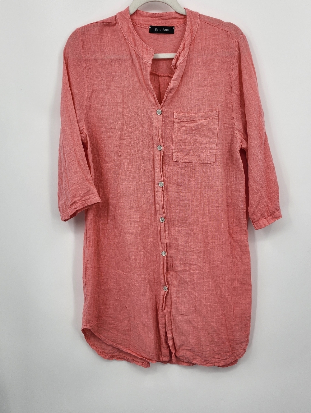 Kris Ana Pink 100% Cotton Tunic Dress Made In Italy